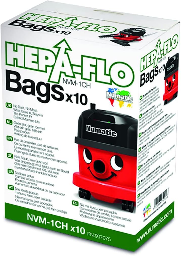 Numatic NVM-1CH HepaFlo Disposable Filter Bags Pack of 10