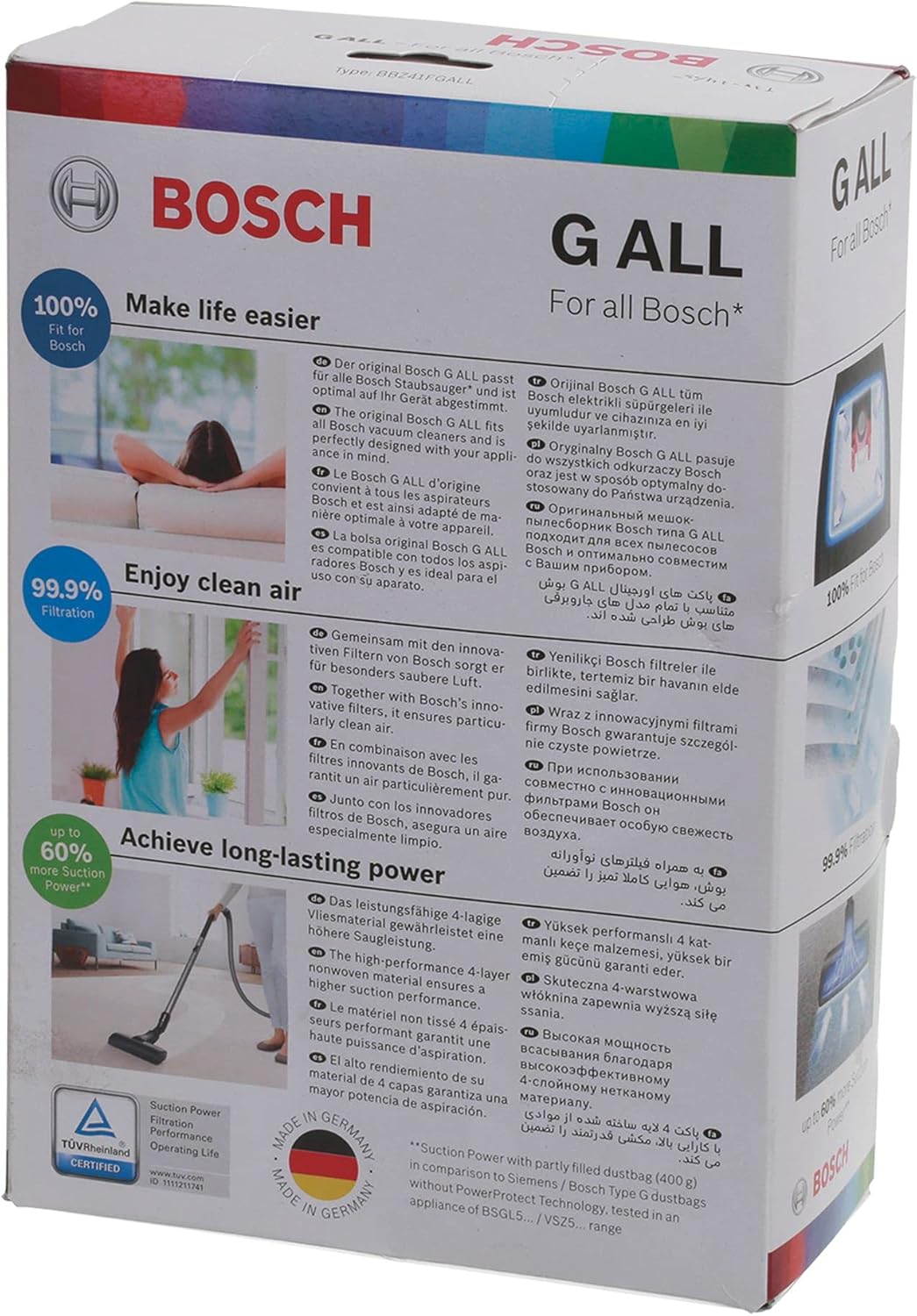 Bosch Vacuum Cleaner Bags PowerProtect Type G - Pack of 4