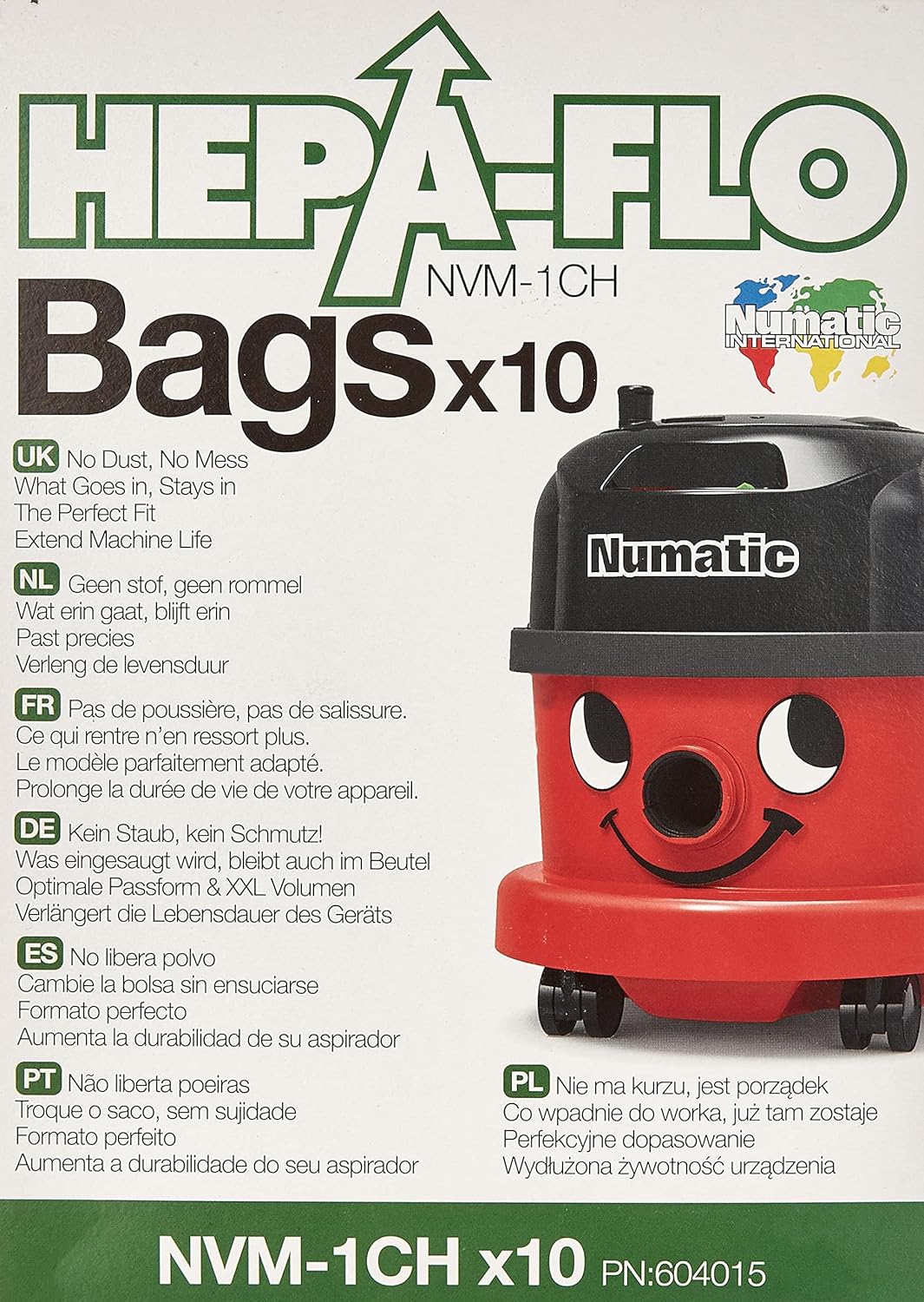 Numatic NVM-1CH HepaFlo Disposable Filter Bags Pack of 10